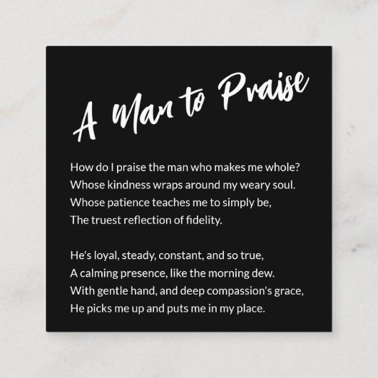 "Een Man om te prijzen" Sentimental Vierkante Visitekaartje (Achterkant)