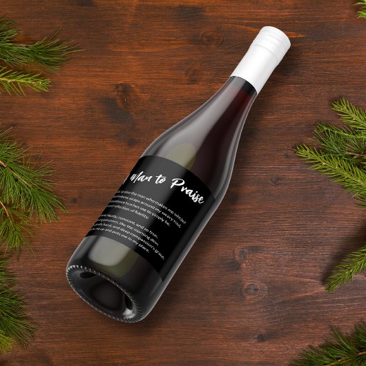 "Een Man om te prijzen" Sentimental Wijn Etiket