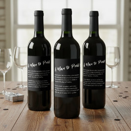 "Een Man om te prijzen" Sentimental Wijn Etiket