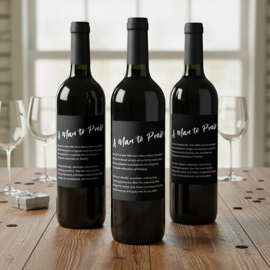 "Een Man om te prijzen" Sentimental Wijn Etiket