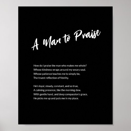 "Een man om te prijzen" Sentimentele lijst wandkun Poster (Voorkant)