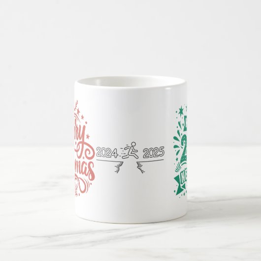 Een man springen van Merry Christmas 2024 Koffiemok (Center)