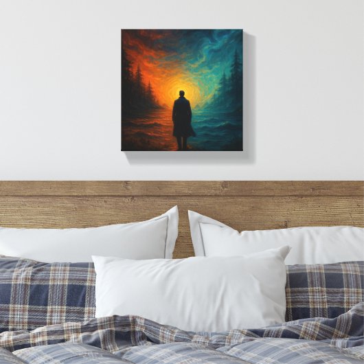 Een Man tussen werelden Canvas Afdruk (Insitu (Slaapkamer))
