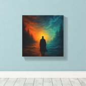 Een Man tussen werelden Canvas Afdruk (Insitu (Houten vloer))