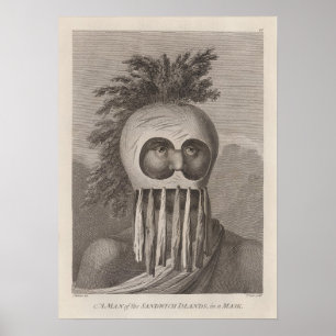 Een Man van de Sandwich-eilanden in een Masker - c Poster