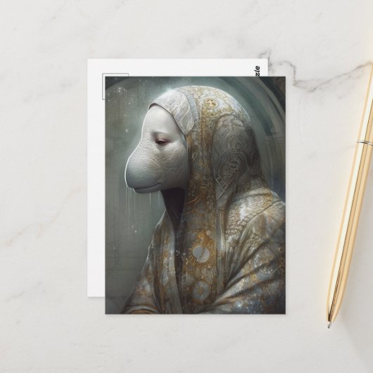 Een Manatee in Robes Briefkaart (Voorkant / Achterkant in situ)