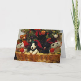 Een mand van Puppies Holiday Note Kaart