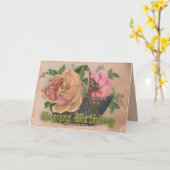 Een mand van Victoriaans Rozen voor Uw Kaart (Gele Bloem)