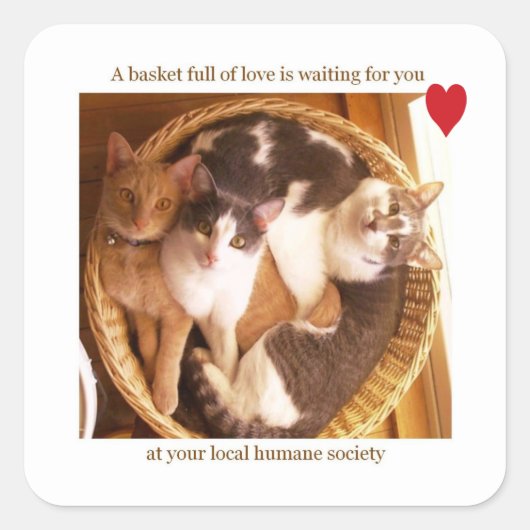 Een mand vol liefde wacht op je #2.. vierkante sticker (Voorkant)