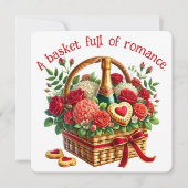 Een mand vol Romance - Valentijnsdag Kaart (Voorkant)