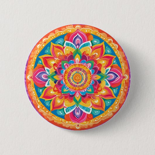 Eén mandala ronde button 5,7 cm (Voorkant)