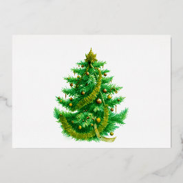 Een Mandelbrot Kerstboom Met Rode & Groene Lampjes Folie Uitnodiging