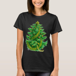 Een Mandelbrot Kerstboom Met Rode & Groene Lampjes T-shirt