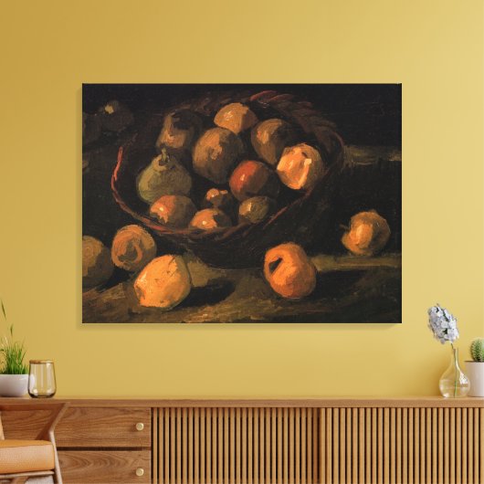 Een mandje appels van Vincent van Gogh Canvas Afdruk (Insitu (Woonkamer))