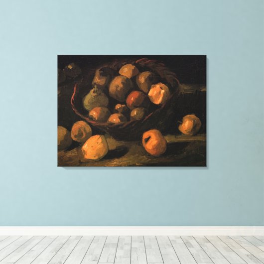 Een mandje appels van Vincent van Gogh Canvas Afdruk (Insitu (Houten vloer))
