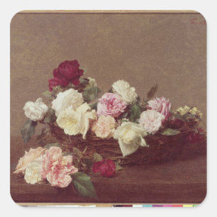 Een mandje Rozen, 1890 Vierkante Sticker
