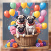 Een mandje vol met mopjes en ballonnen raamsticker (Vel 2)