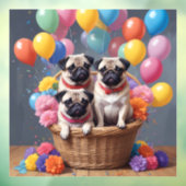 Een mandje vol met mopjes en ballonnen raamsticker (Vel 3)