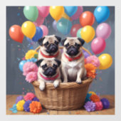 Een mandje vol met mopjes en ballonnen raamsticker (Vel)