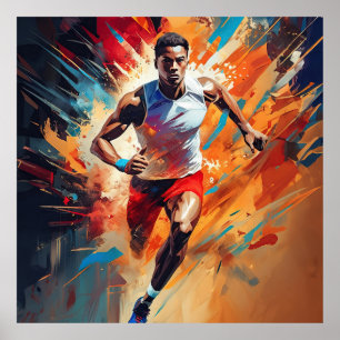 Een mannelijke atleet en atleet. poster