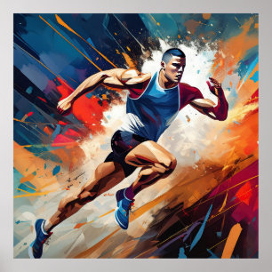Een mannelijke atleet en atleet. poster