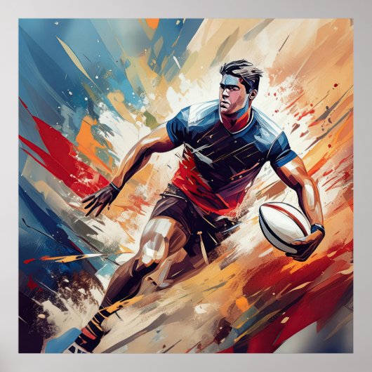 Een mannelijke rugbyspeler. poster (Voorkant)