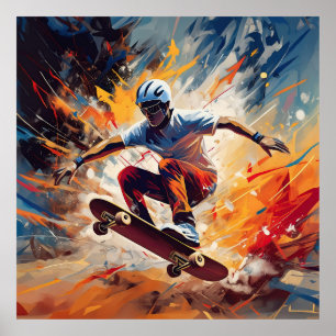 Een mannelijke skateboarder. poster