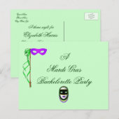 Een Mardi Gras vrijgezellenfeest Uitnodiging Briefkaart (Voorkant / Achterkant)