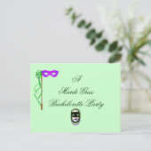 Een Mardi Gras vrijgezellenfeest Uitnodiging Briefkaart (Staand voorkant)