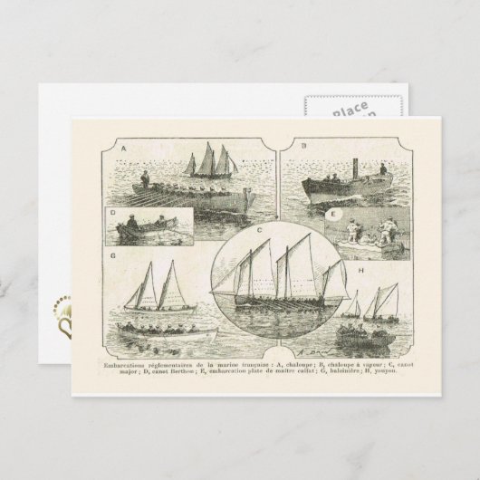 Een marineschip uit de 19e eeuw briefkaart (Voorkant / Achterkant)