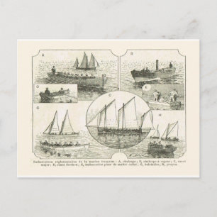 Een marineschip uit de 19e eeuw briefkaart