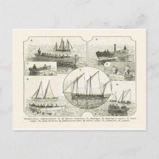Een marineschip uit de 19e eeuw briefkaart (Voorkant)