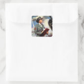 Een marinier bevrijden om te vechten vierkante sticker (Tas)