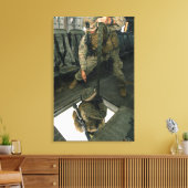 Een marinier stuurt een marinier naar beneden. canvas afdruk (Insitu (Woonkamer))