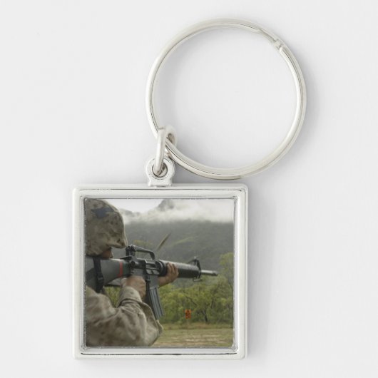 Een marinier voert oefeningen uit sleutelhanger (Voorkant)