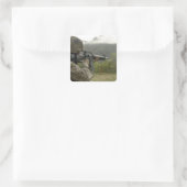 Een marinier voert oefeningen uit vierkante sticker (Tas)