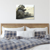 Een marinier vuurt een M16A2-dienstgeweer af Canvas Afdruk (Insitu (Slaapkamer))