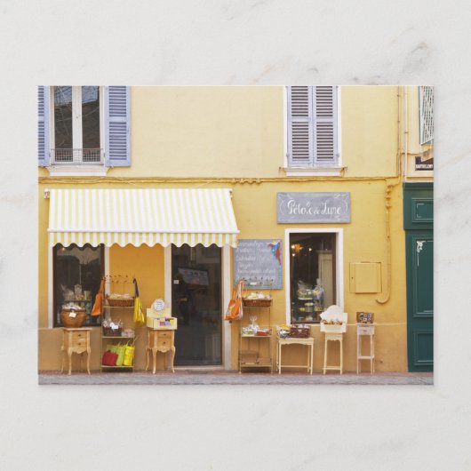 Een marktstraat in de oude stad met een winkel briefkaart (Voorkant)