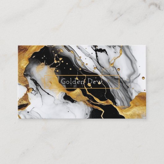 Een marmeren patroon in zwart, wit en goud visitekaartje (Voorkant)