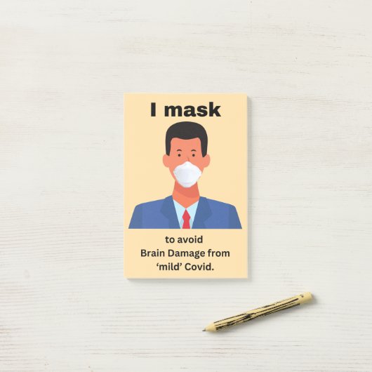 Een masker om hersenbeschadiging te voorkomen post-it® notes (Op bureau)