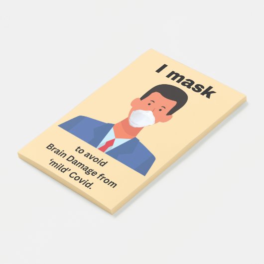 Een masker om hersenbeschadiging te voorkomen post-it® notes (Schuin)