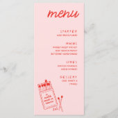 Een match gemaakt in Heaven Pink Wedding Dinner Me Menu (Voorkant)