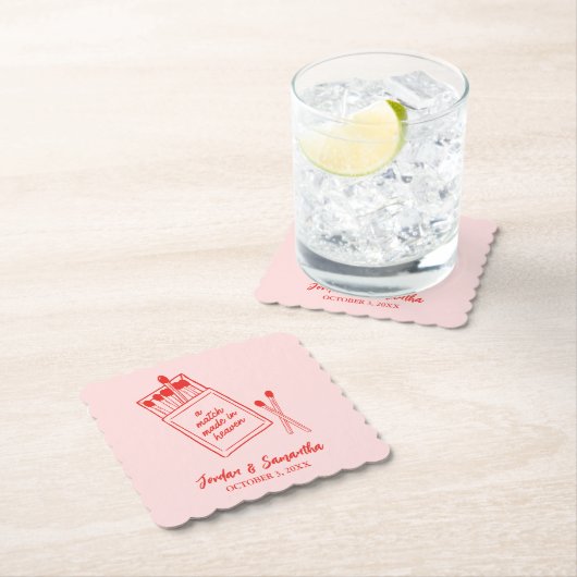 Een match gemaakt in Heaven Red & Pink Schattige P Kartonnen Onderzetters (Insitu)