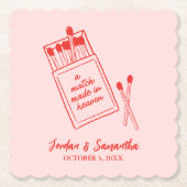 Een match gemaakt in Heaven Red & Pink Schattige P Kartonnen Onderzetters (Voorkant)