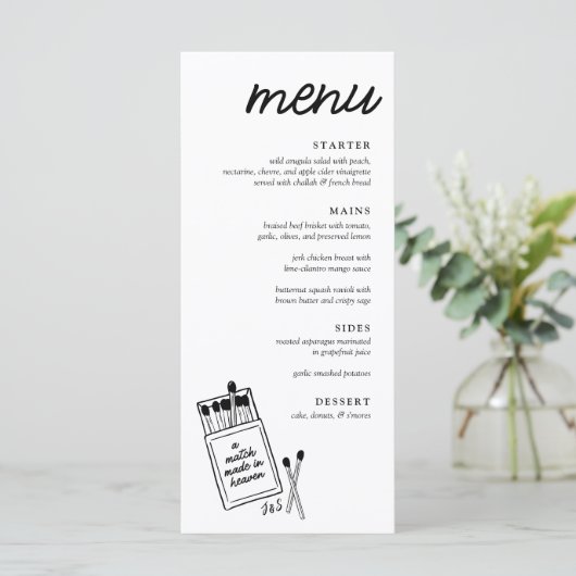 Een match gemaakt in Heaven Wedding Dinner Menu (Staand voorkant)