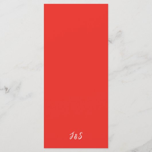 Een match gemaakt in Heaven Wedding Dinner Menu (Achterkant)