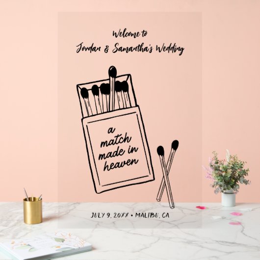 Een Match Made Hemel Bruiloft Welkom Acryl Teken Acryl Bord (Huwelijk)