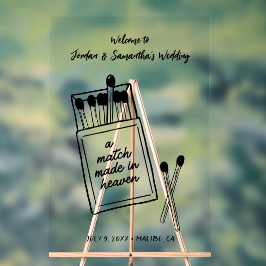 Een Match Made Hemel Bruiloft Welkom Acryl Teken Bord (Neutraal)