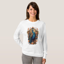 Een maximalistisch T-shirt ontwerp met de pauw