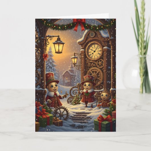 Een mechanisch Kerstmis Feestdagen Kaart (Voorkant)
